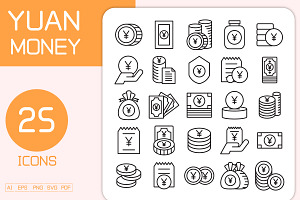 Yuan Money Icons Set, a Finance Illustration by Designfour