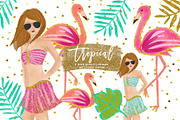 Tropical Clip Art, flamingo clipart, an Illustration by Sunflower Day Love (Thumbnail 1 of 3)