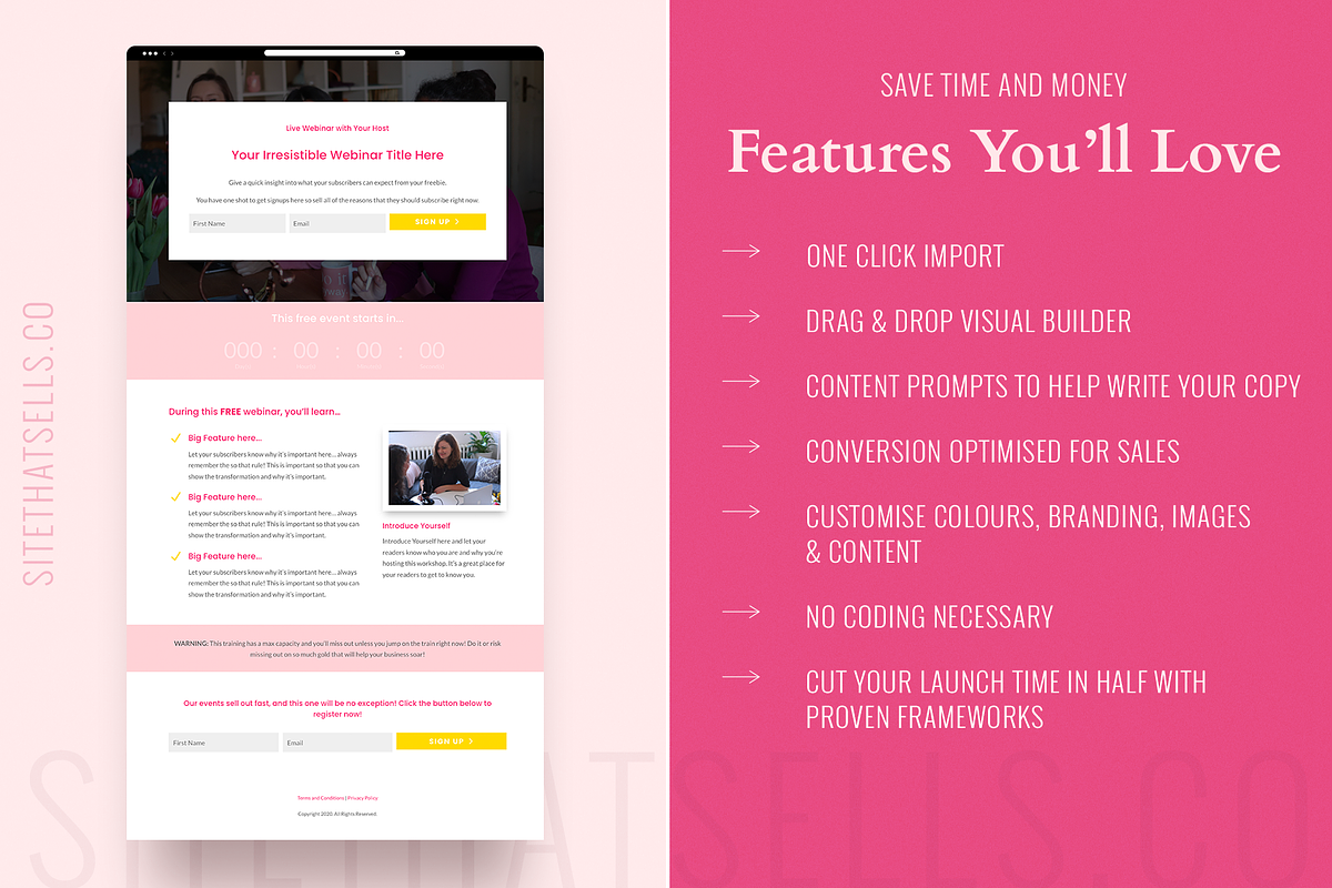 Course Webinar Sales Funnel Template, a WordPress Template by Site That Sells (Photo 2 of 3)