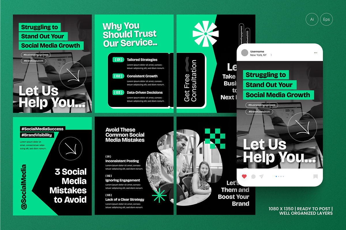 Business Growth Instagram Post, a Social Media Template by MMPixelCraft (Photo 1 of 3)