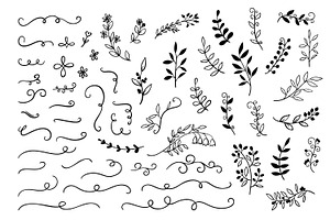 55 Hand drawn Doodle branches