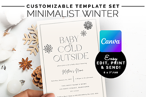 Minimalist Winter Baby Shower Invite