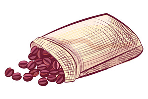 Sack Of Coffee Beans Isolated