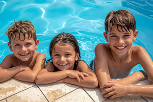 Happy Children Smiling at Pool Edge, a Sports & Recreation Photo by Davizro's Market