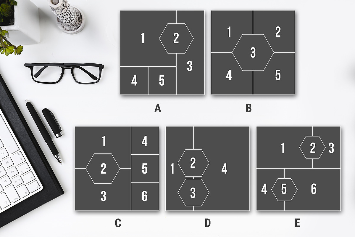 10 Square Photo Collage Templates, a Templates & Theme by DickyJiang Illustrations (Photo 2 of 4)