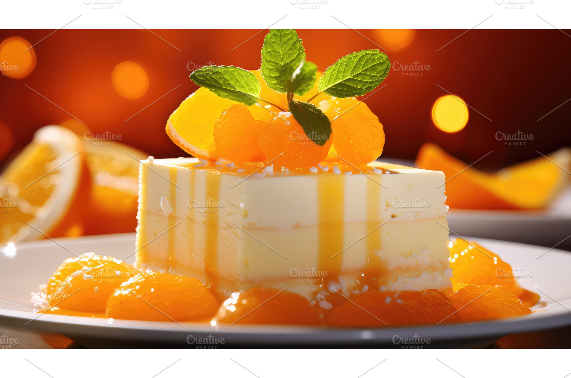 dessert orange space ai generated, a Food & Drink Photo by pikepicture