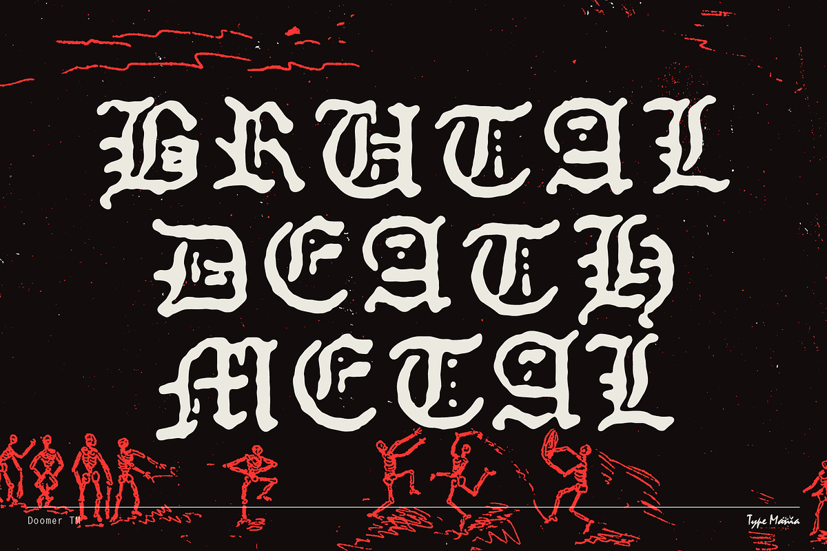 Doomer TM – Distressed Blackletter, a Blackletter Font by Type Mania (Photo 6 of 10)