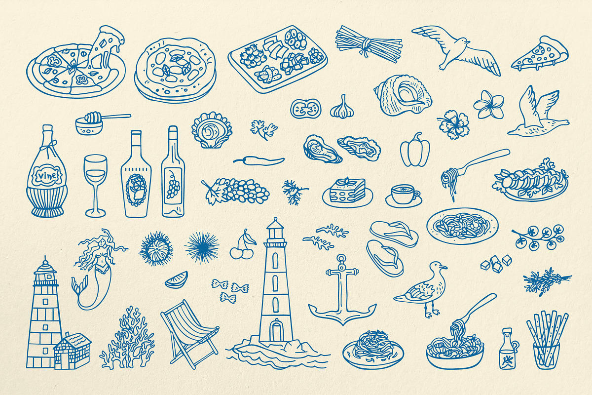 Marine Vector Art Set 120 Sea Life, a Decorative Illustration by Neliakott ♥ (Photo 3 of 12)