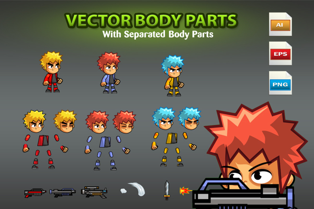 Hunter Boys- Character Sprites 02, an Illustration by CreativeGameArt (Photo 2 of 4)
