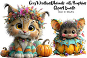Cozy Woodland Animals with Pumpkins, a Seasonal Illustration by CreationArt (Thumbnail 1 of 5)