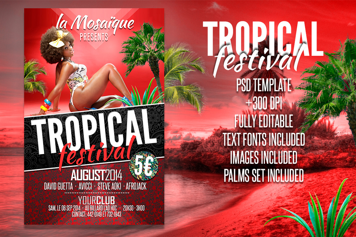 TROPICAL FESTIVAL PARTY FLYER, a Flyer Template by Graphicfy Templates (Photo 2 of 3)