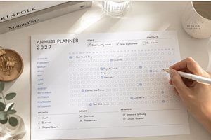 2027 Minimalist Printable Planner, a Stationery Template by Atthameeni