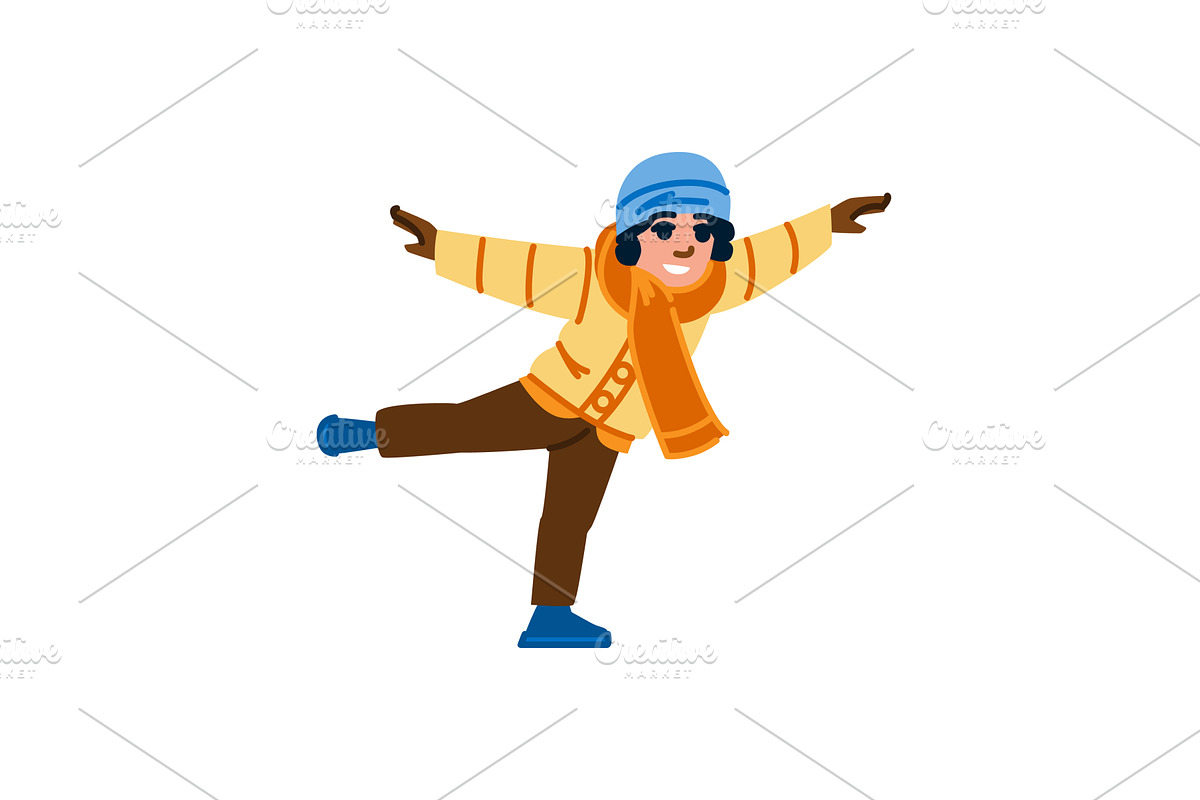 Child ice skating, enjoying winter, a Sport Illustration by pikepicture