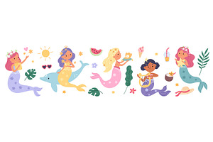 Little mermaids. Cute underwater, an Animal Illustration by YummyBuum