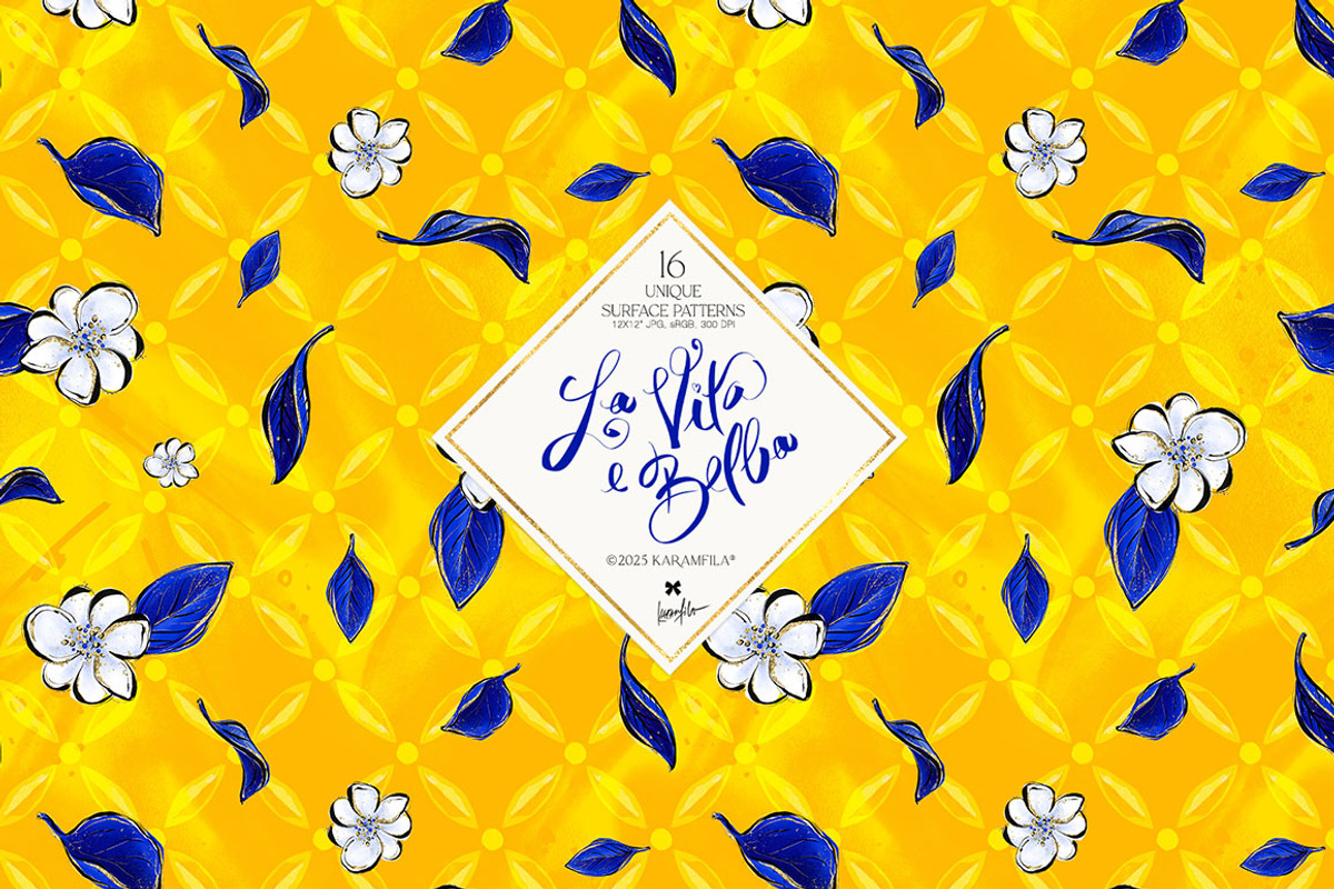 Amalfi Lemons & Mediterranean Tiles, a Pattern Graphic by KaramfilaS (Photo 3 of 23)