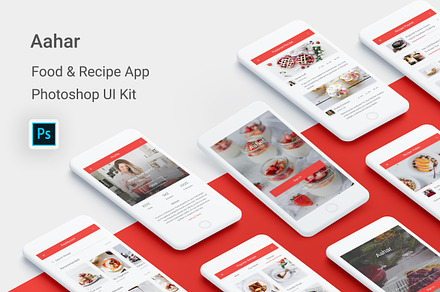 Aahar - Food & Recipe UI Kit (PSD), an UI Kit Template by themelove