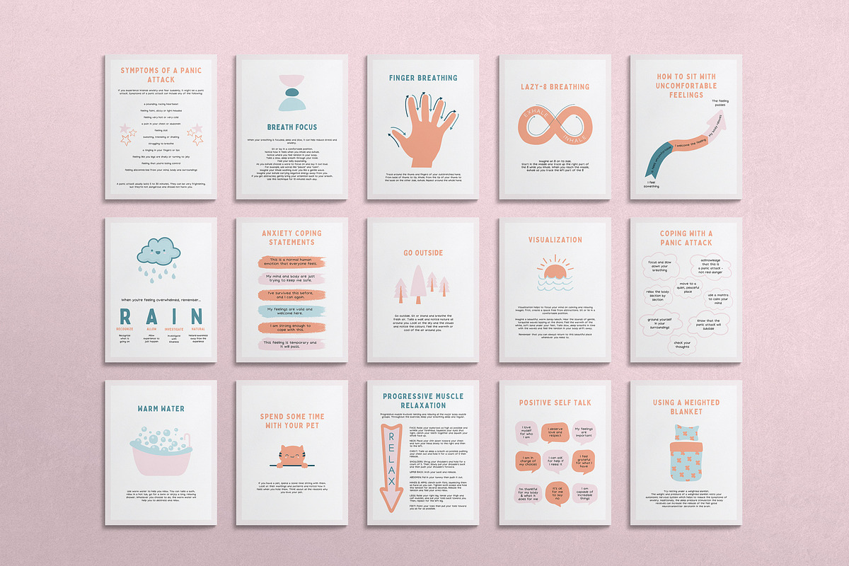 Anxiety Coping Card Canva Templates, a Templates & Theme by Miri Campbell (Photo 4 of 10)