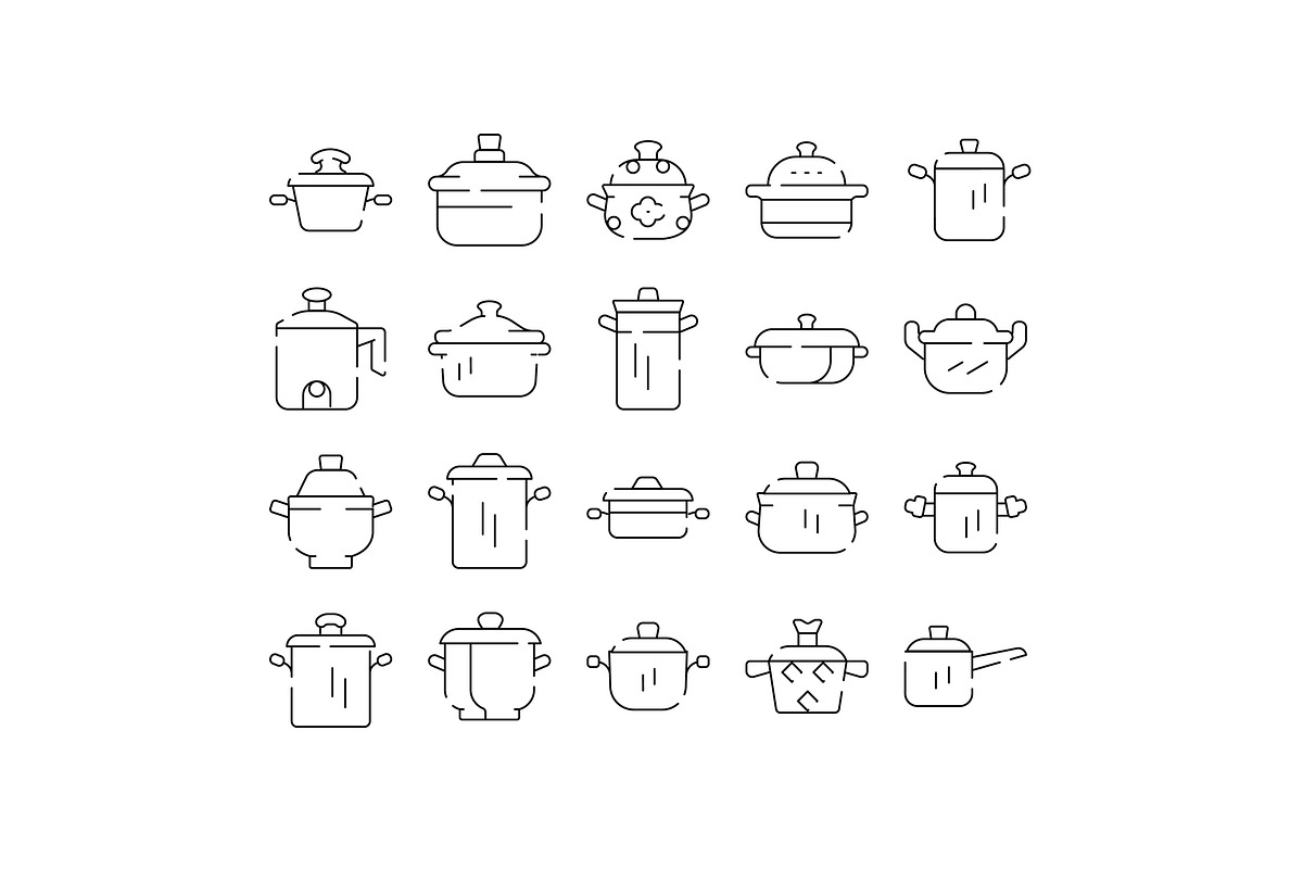 Cookware kitchen pots and pans line, an Object Graphic by pikepicture (Photo 1 of 3)