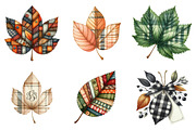 Autumn Plaid Leaf Clipart, an Illustration by DreamArtGraphic (Thumbnail 4 of 4)
