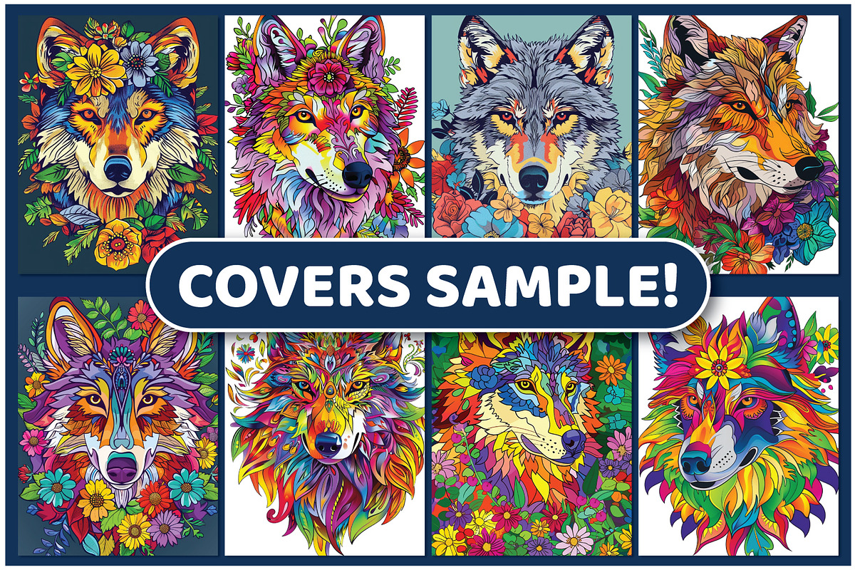 200 Floral Wolf Coloring Pages