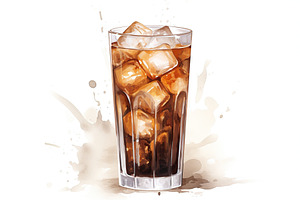 Illustration of iced coffee in glass on white background, a Food & Drink Photo by AlyaAnd