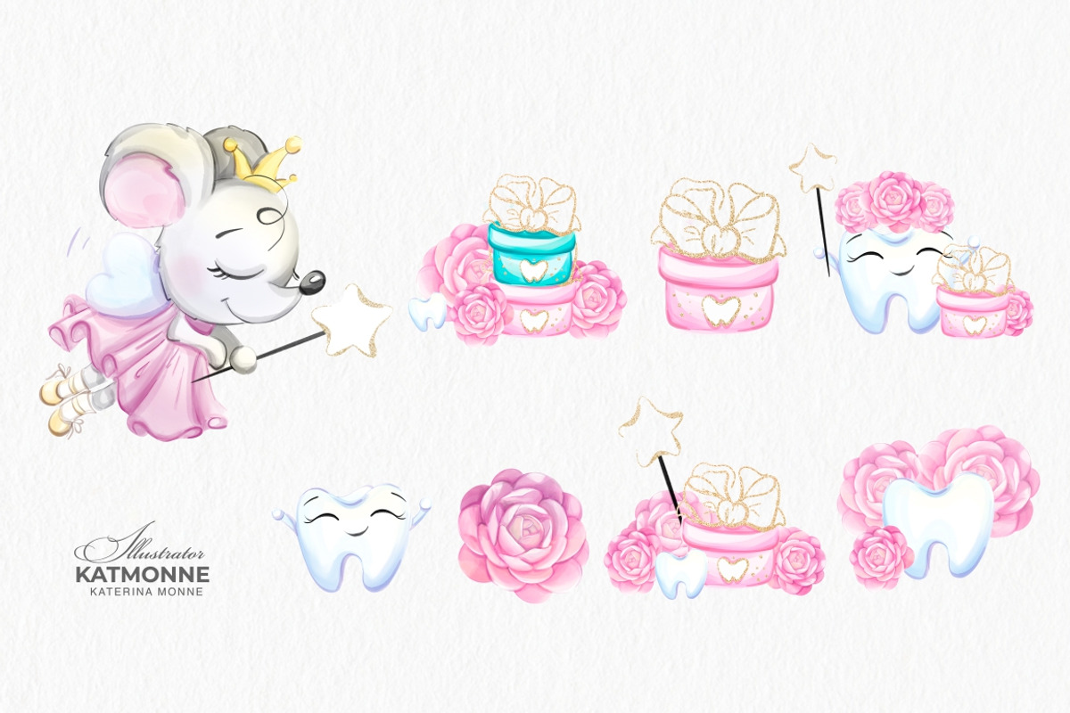 Tooth Fairy watercolor clip art, a Healthcare Illustration by katmonne (Photo 3 of 7)