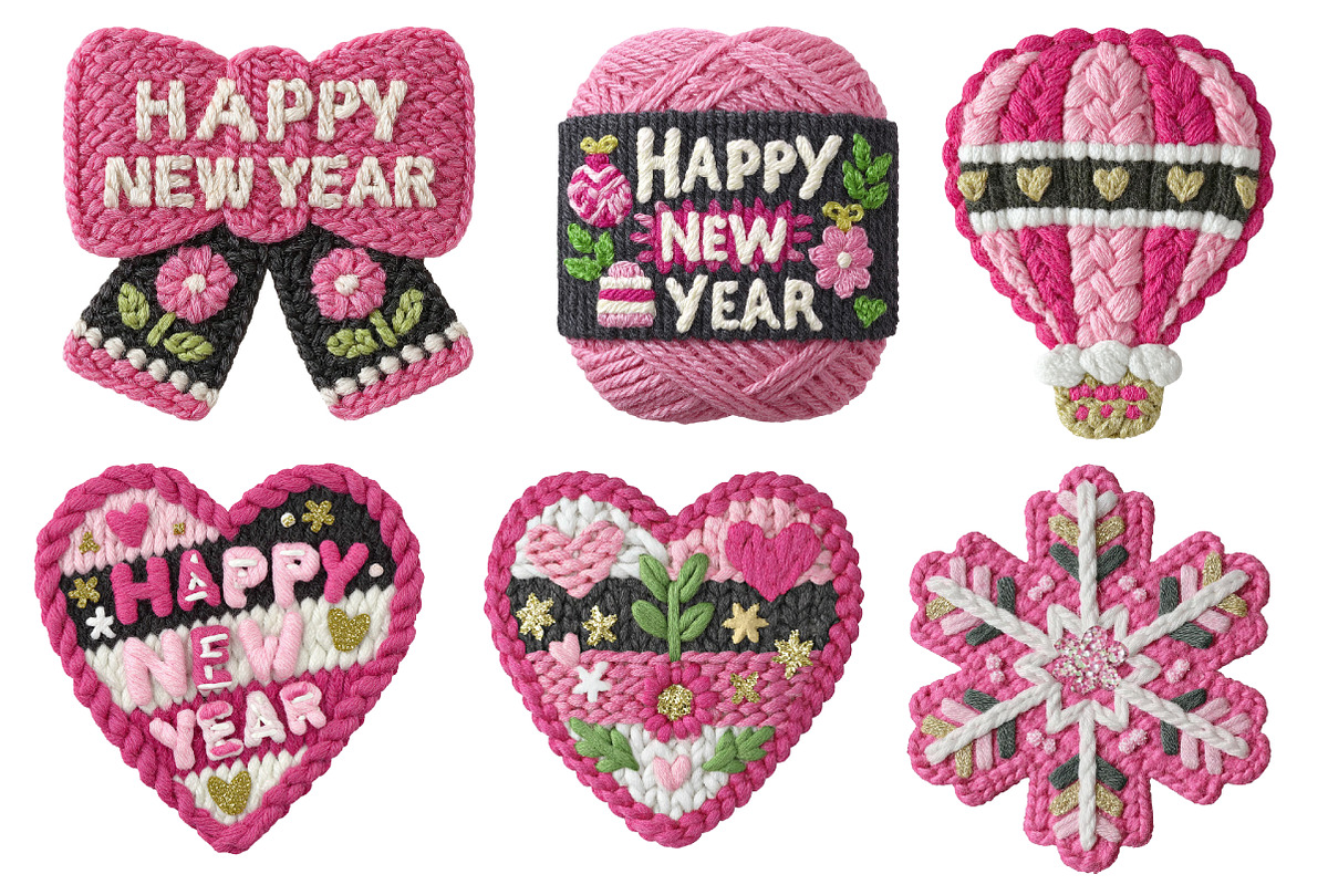 Crochet Yarn Happy New Year clipart, an Illustration by Designworld (Photo 2 of 5)