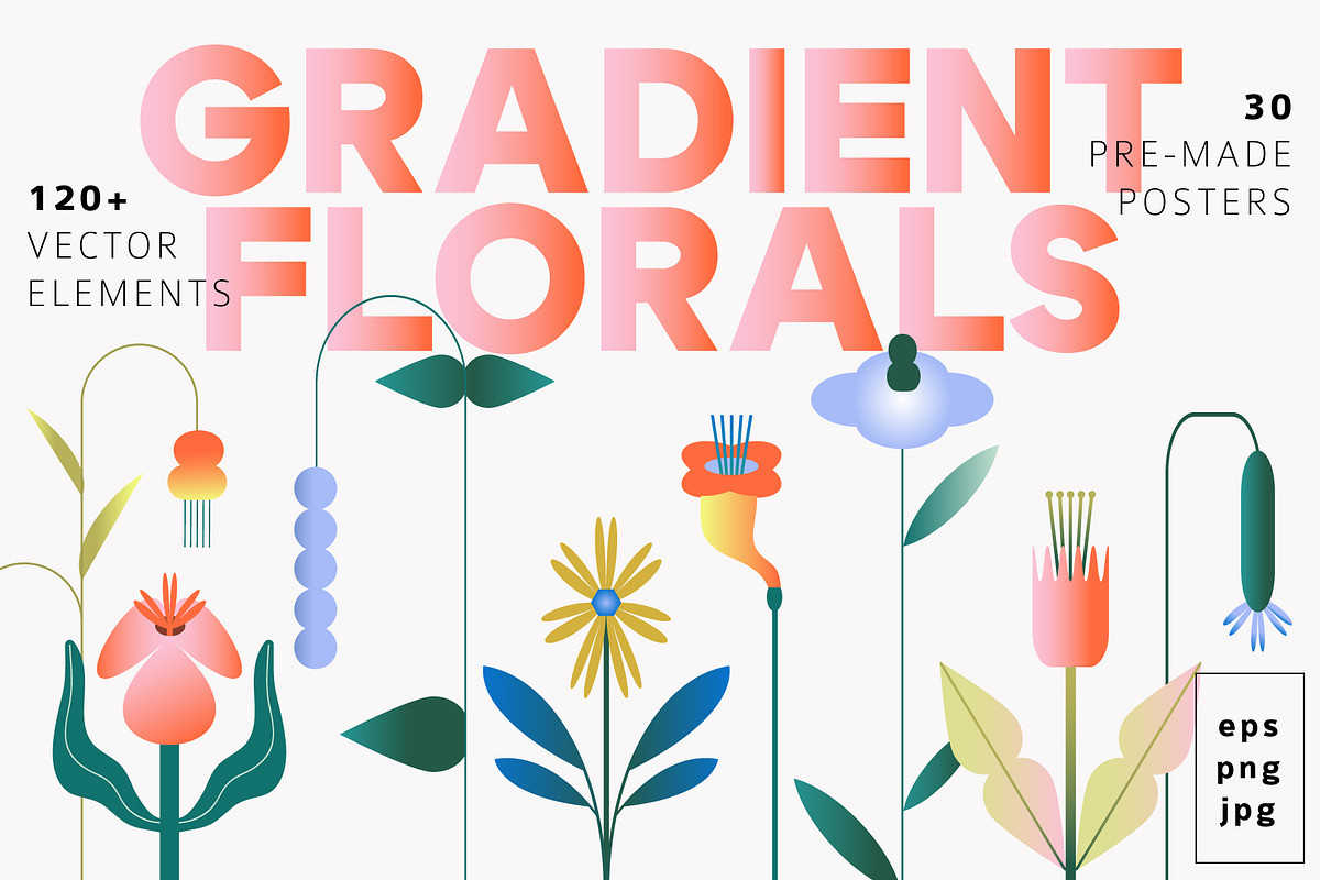 Gradient Flowers: posters, elements, an Object Graphic by Lena Nikolaeva (Photo 1 of 17)