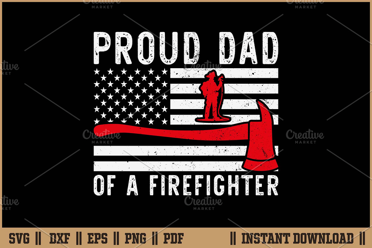 Proud Dad of a Firefighter SVG File, an Illustration by Handy Arts Studio (Photo 1 of 3)