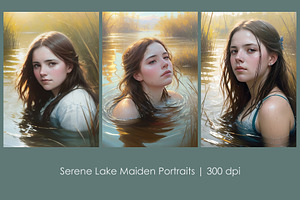 Serene Lake Maiden Portraits, a Person Illustration by StockVerse Creative