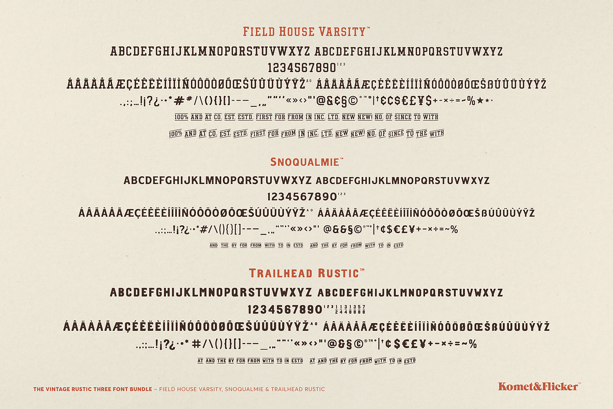 The Vintage Rustic Three Font Bundle, a Serif Font by Komet & Flicker (Photo 16 of 16)