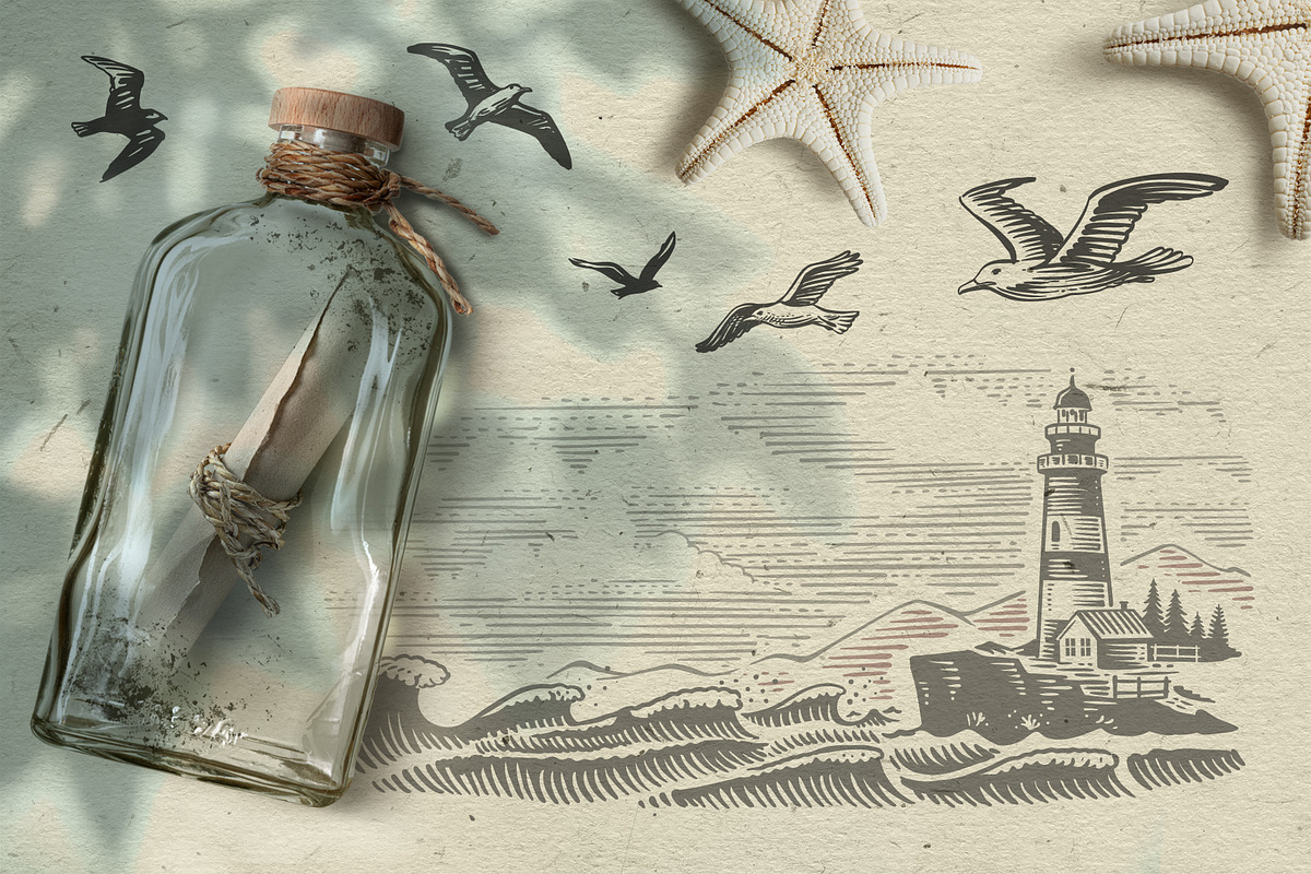 Nautical. Mockups, vector, textures., a Texture Illustration by bioraven (Photo 13 of 26)