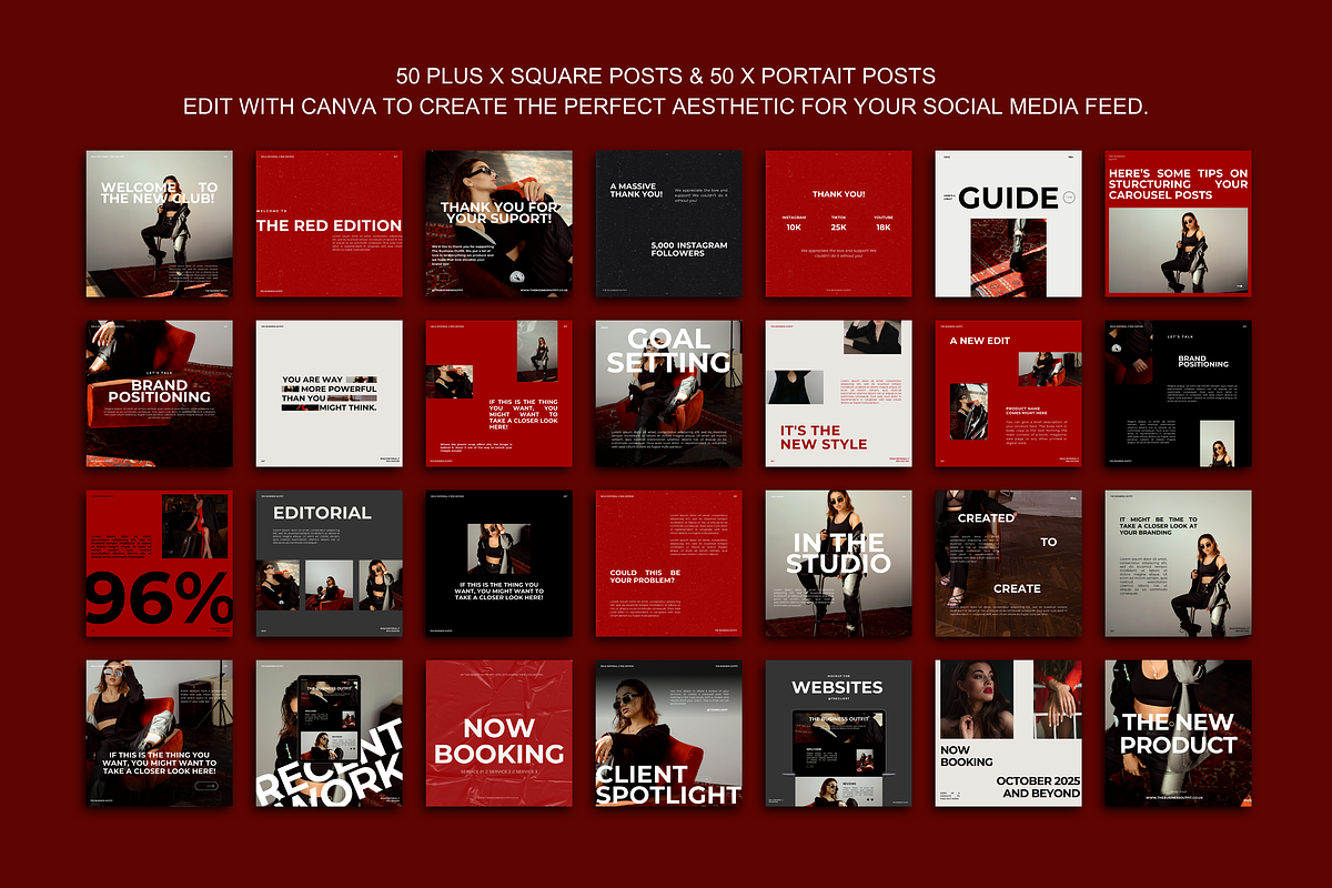 CANVA Bold Editorial Instagram Posts, a Social Media Template by thebusinessoutfit (Photo 2 of 19)
