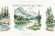 Pine Trees & Lake, a Decorative Illustration by PeDe Designs (Thumbnail 1 of 12)