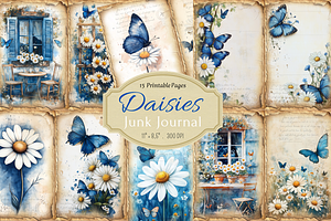 Daisy Flower Junk Journal Pages