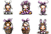 Whimsical Easter Girl Clipart Bundle, an Illustration by Designking (Thumbnail 5 of 5)