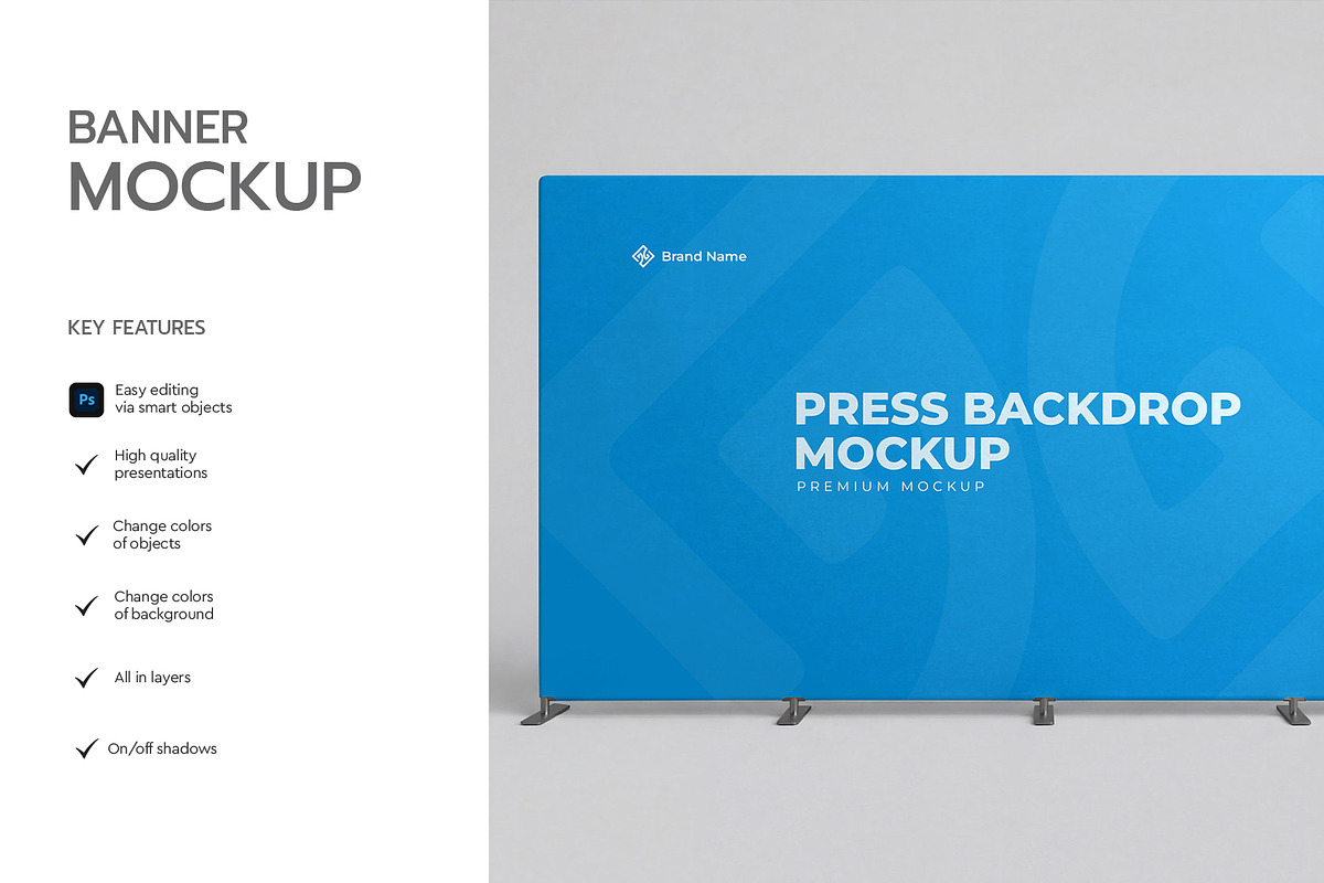 Press Backdrop Banner Mockup, an Advertising Mockup by graphypix (Photo 2 of 4)