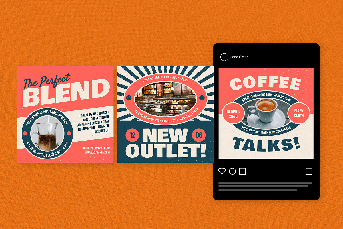 White Retro Instagram Pack, a Social Media Template by graphicook (Photo 3 of 6)