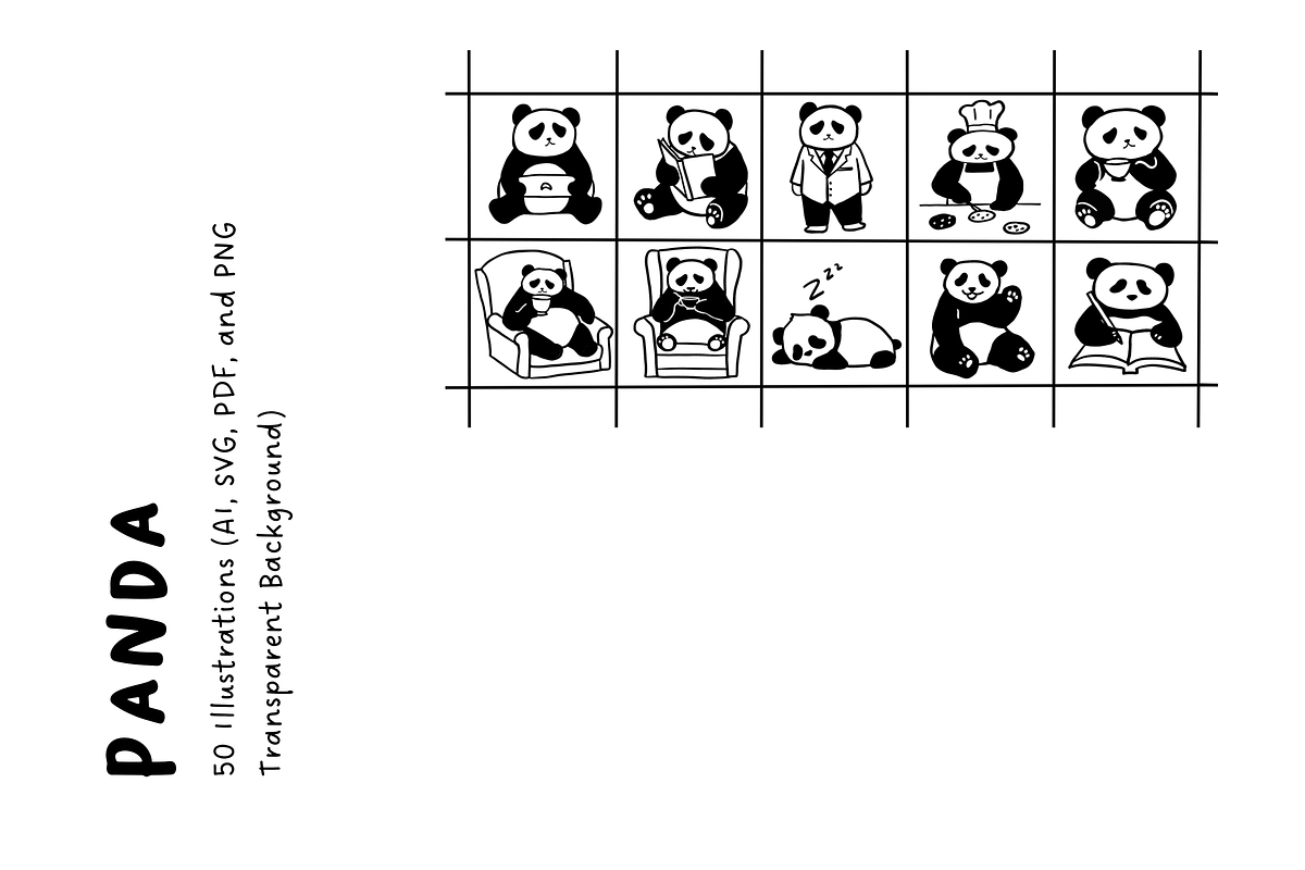 50 Panda Illustration Set, an Animal Illustration by The Journey Atelier (Photo 4 of 4)