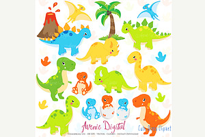 Cute Dinosaur Clipart Vectors