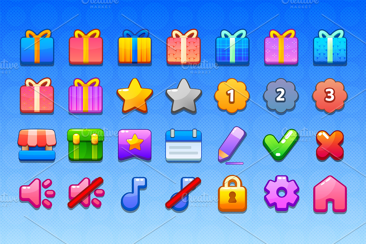 Game UI pack for mobile casual game, an UI Kit Template by KartInnka (Photo 6 of 18)
