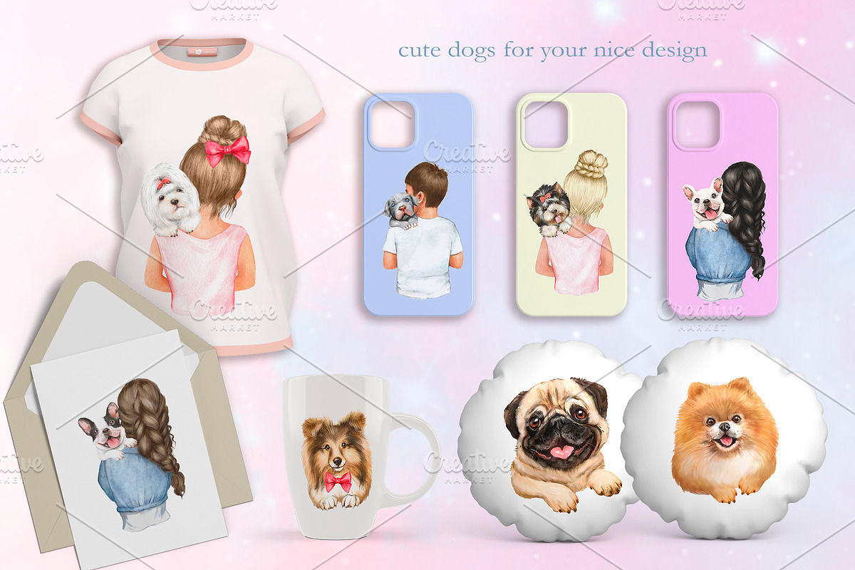 Dog breeds. Clipart for dog lovers., an Illustration by SavinV (Photo 4 of 6)
