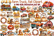 Watercolor Farm Truck, Fall Clipart, an Illustration by Sublimation Artist (Thumbnail 1 of 6)