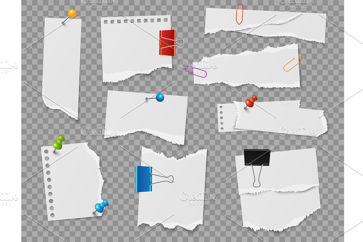 Pinned note paper. Realistic, an Object Graphic by Vectorbuum ...