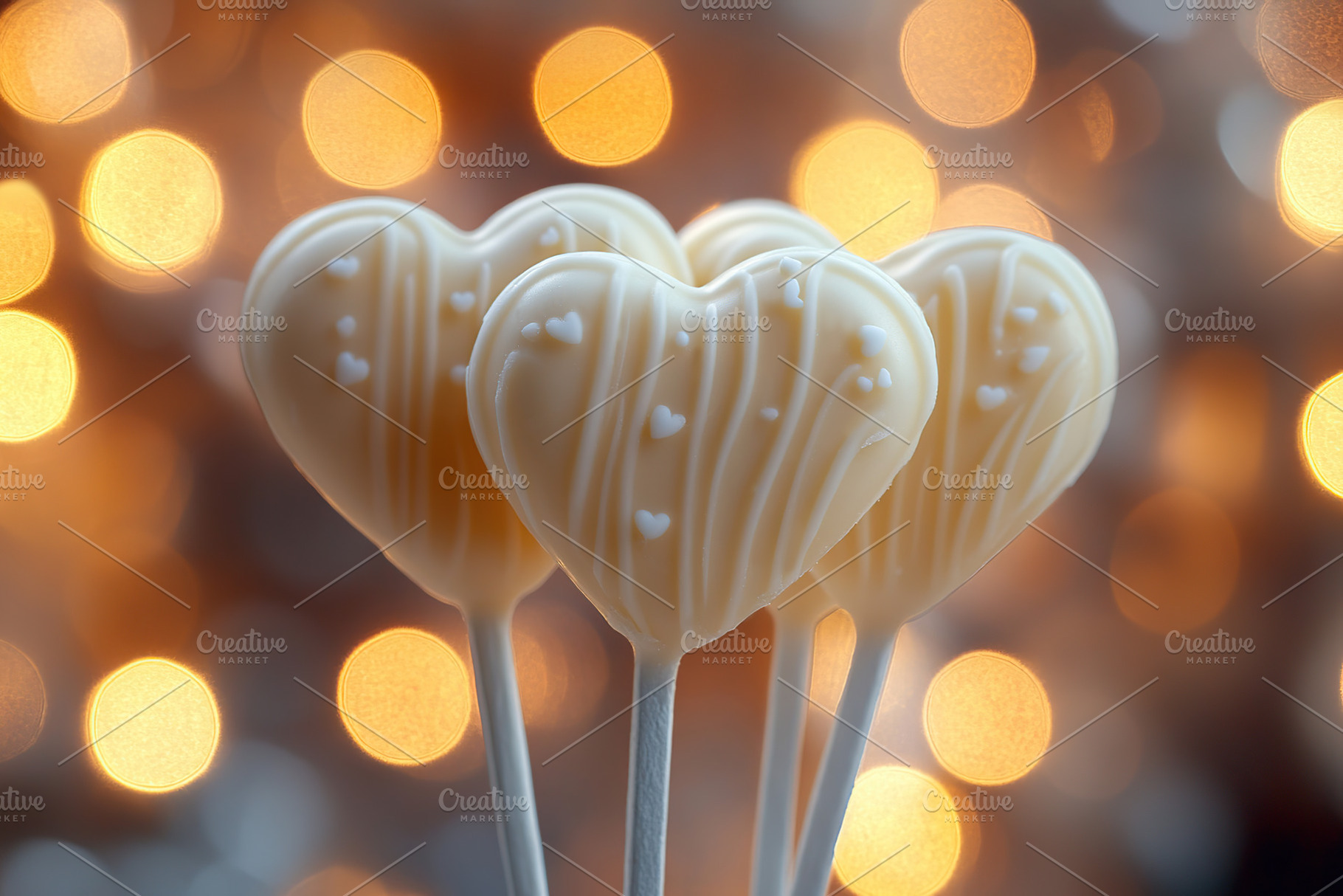 White chocolate hearts shaped on lights background, a Holiday Photo by AlyaAnd
