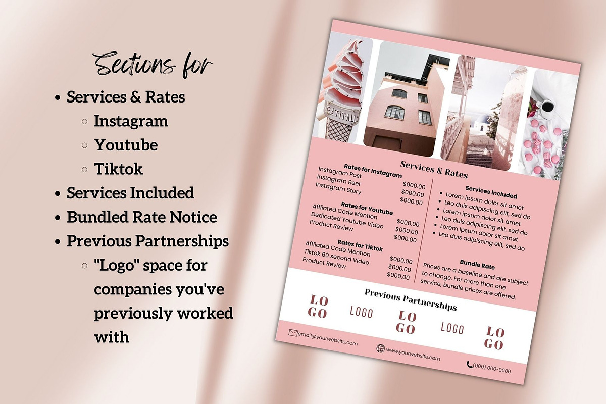 Two Page Media Kit in Pink, a Templates & Theme by ProductiveandFree (Photo 5 of 11)