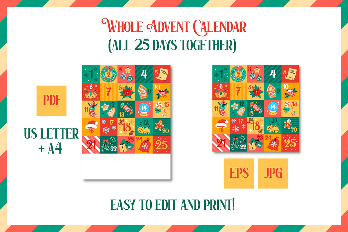 Christmas Advent Calendar Printable, a Seasonal Illustration by AnnaViolet_store (Photo 2 of 3)