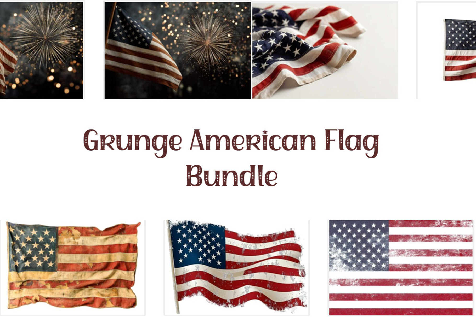 Grunge American Flag Bundle, a Photo by VetalStock