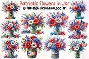 Vintage Patriotic Flowers in Jar PNG, an Illustration by Sublimation Artist (Thumbnail 1 of 6)