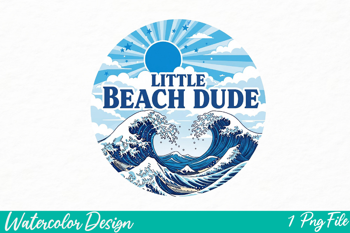 Little Beach Dude Png, an Illustration by Watercolor design (Photo 1 of 3)